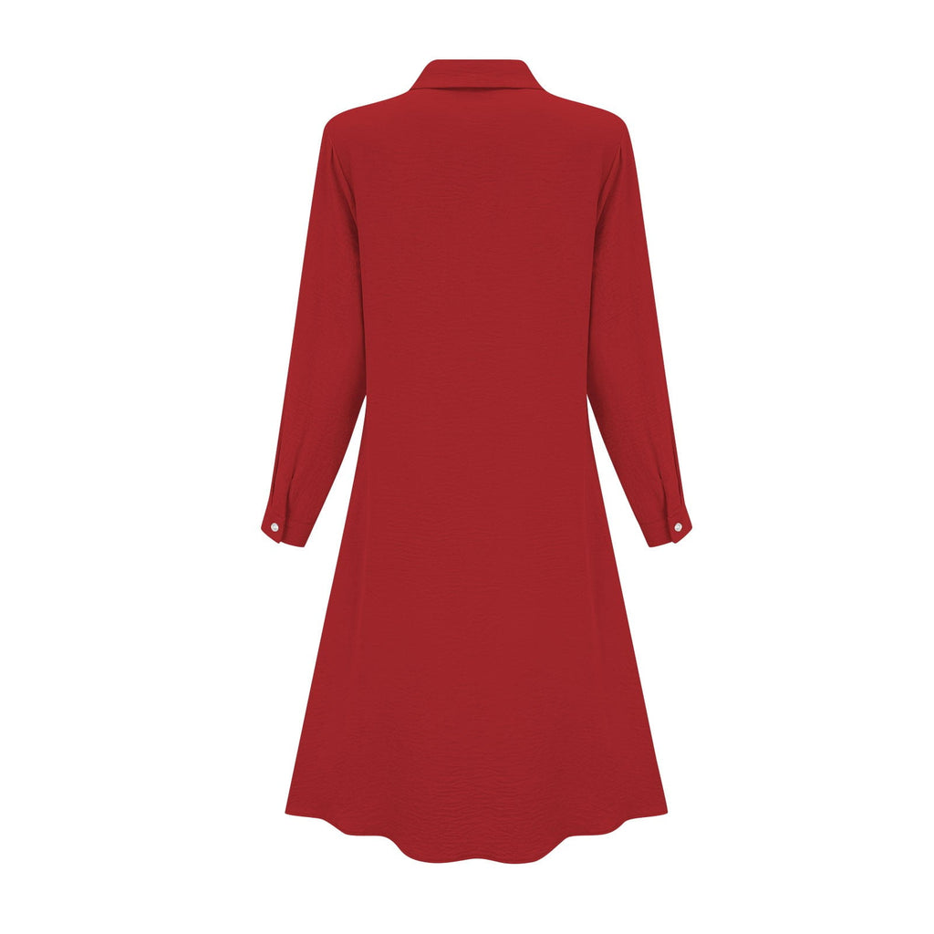 Yghzkop Women Temperament Dress V Neck Button Down Ankle Length Quarter Sleeve Elegant office Chic Minimalist Modern Feminine Fall Layering Staple