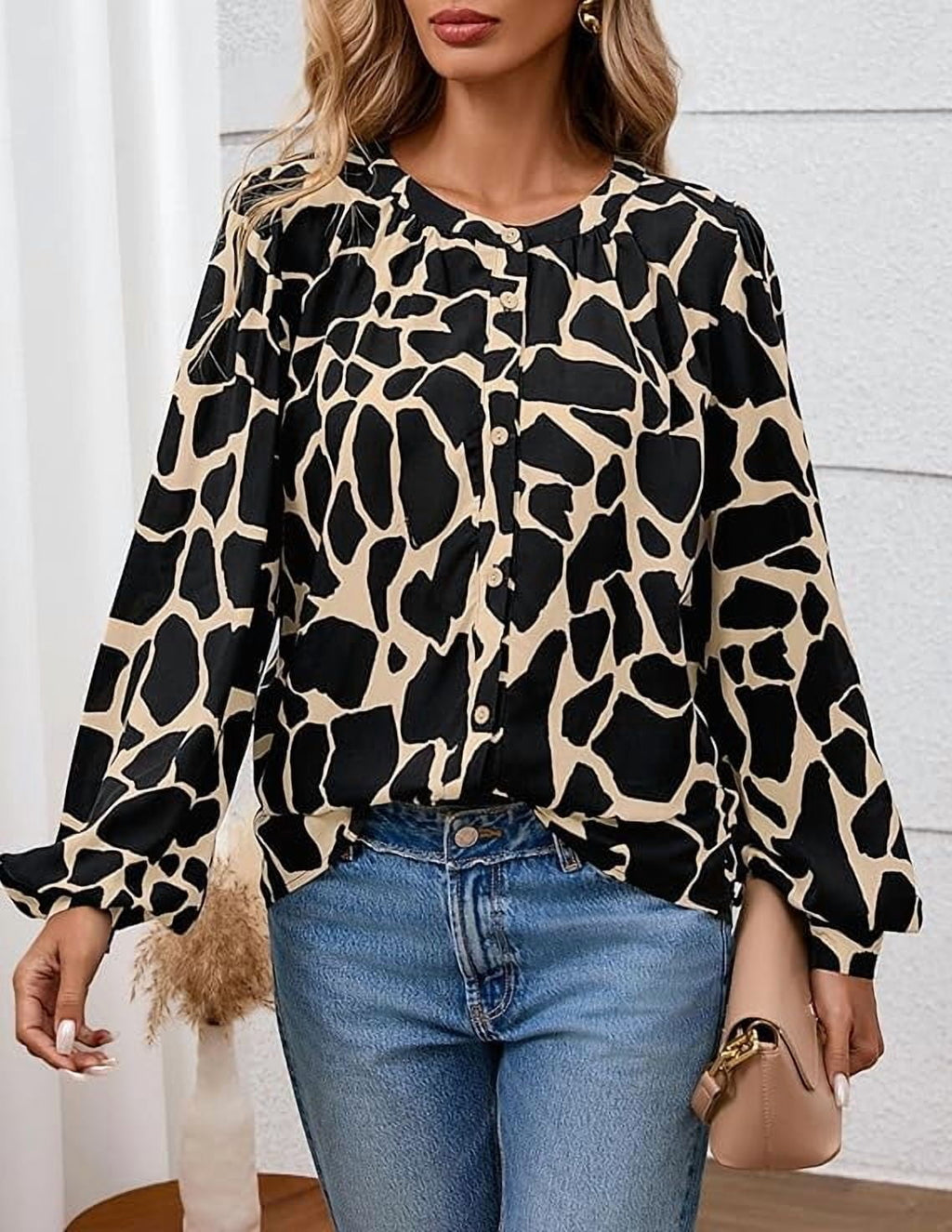 PRETTYGARDEN Women's Floral Button Down Blouse Fall Fashion Dressy Casual Long Sleeve Oversized Shirts Top Boho Clothes