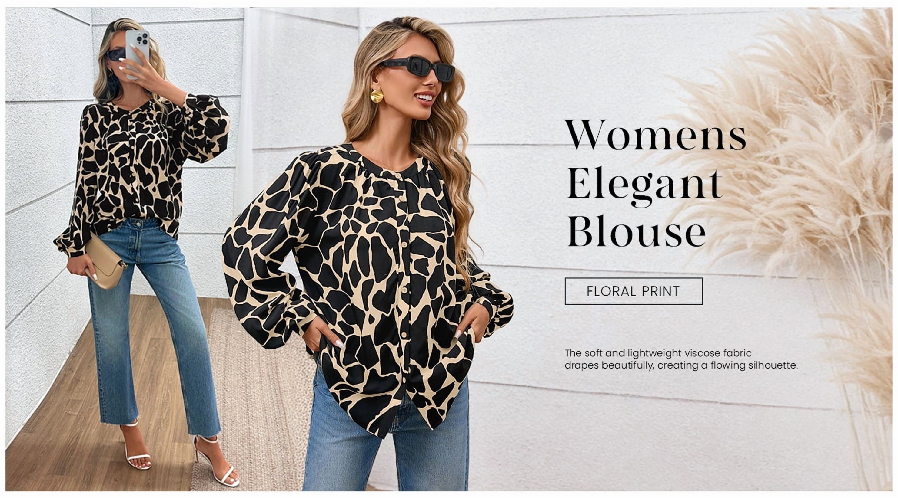 PRETTYGARDEN Women's Floral Button Down Blouse Fall Fashion Dressy Casual Long Sleeve Oversized Shirts Top Boho Clothes