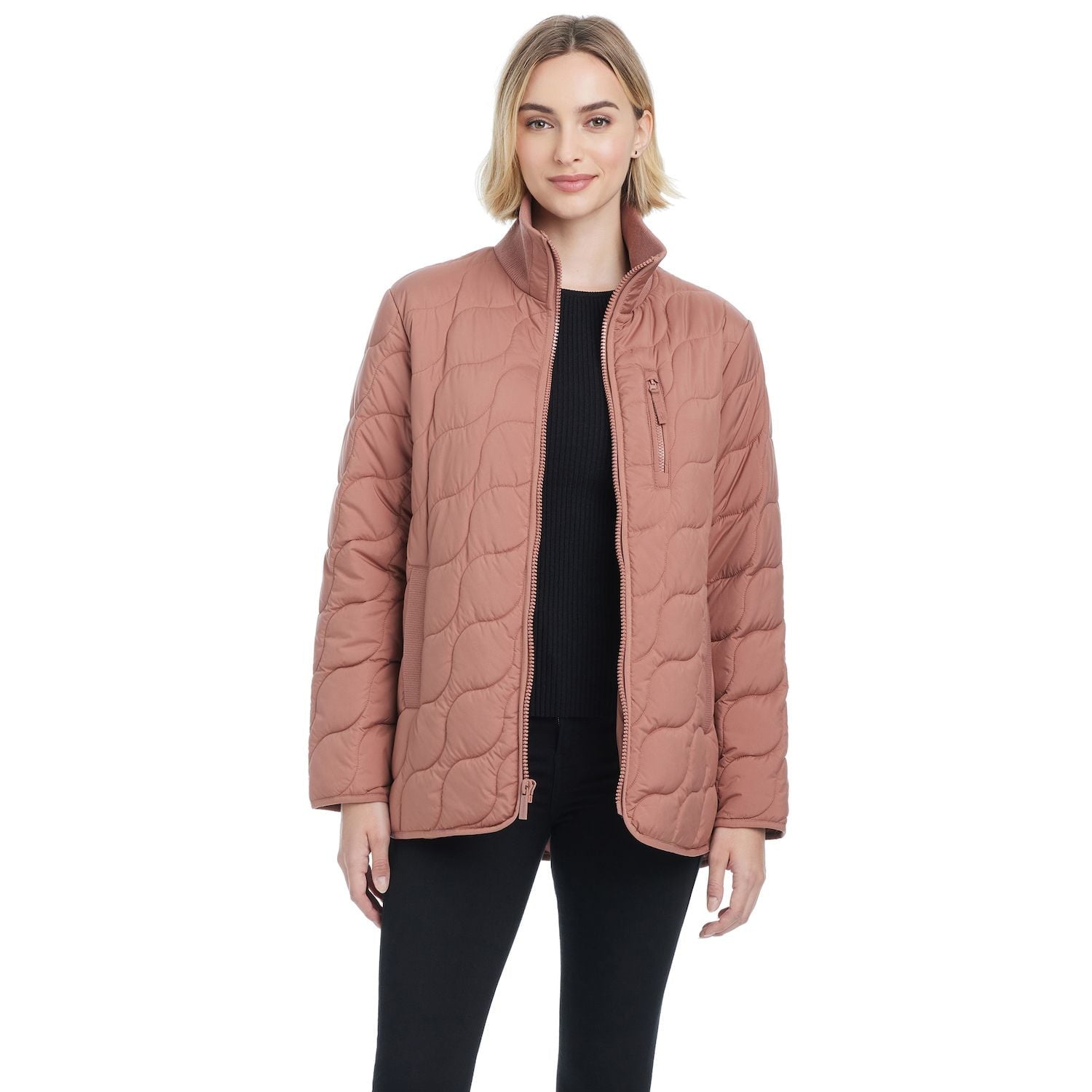 Women's Modern Supply by Sanctuary Rib Knit Puffer Jacket Color: Coffee Bean Size: MEDIUM