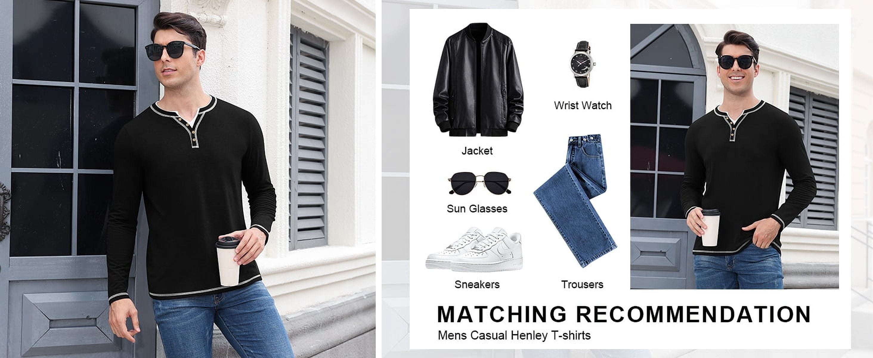 Iceglad Mens Henley Shirts Long Sleeve T Shirt Fashion Casual Slim V Neck Shirts