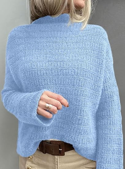 PRETTYGARDEN Womens Long Sleeve Fall Sweater Trendy Loose Mock Neck Knit Pullover Jumper Tops Fashion Winter Clothes