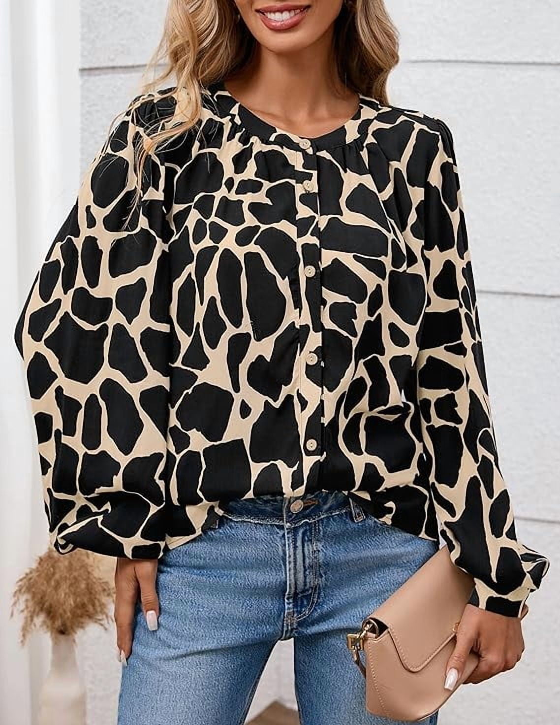 PRETTYGARDEN Women's Floral Button Down Blouse Fall Fashion Dressy Casual Long Sleeve Oversized Shirts Top Boho Clothes