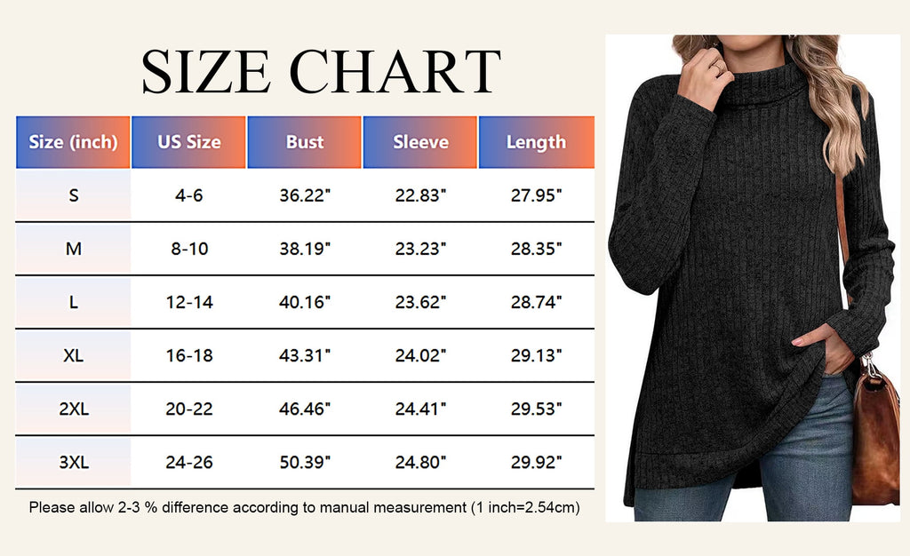SHIBEVER Sweaters for Women Long Sleeve Pullover Casual Fall Tunic Tops Turtleneck Lightweight Soft Sweaters Side Split Loose Winter Clothes