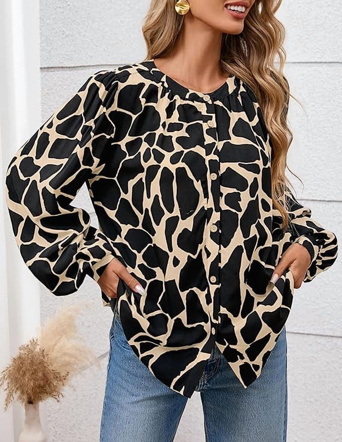 PRETTYGARDEN Women's Floral Button Down Blouse Fall Fashion Dressy Casual Long Sleeve Oversized Shirts Top Boho Clothes