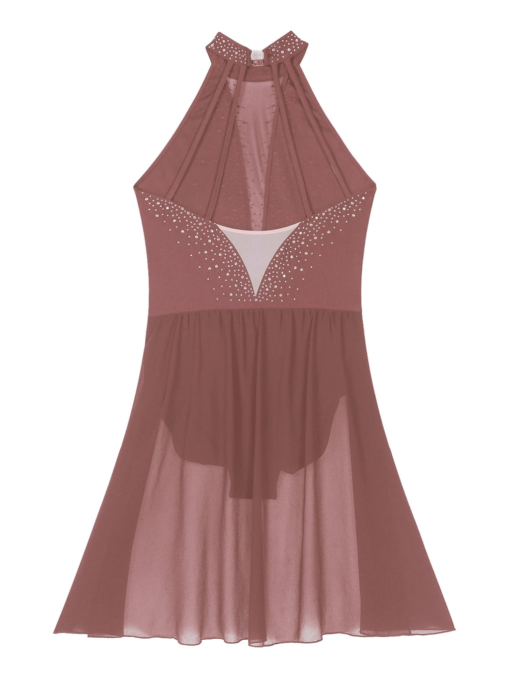 MSemis Women's Lyrical Dance Costume Modern Contemporary Dance Dress Dusty Pink S