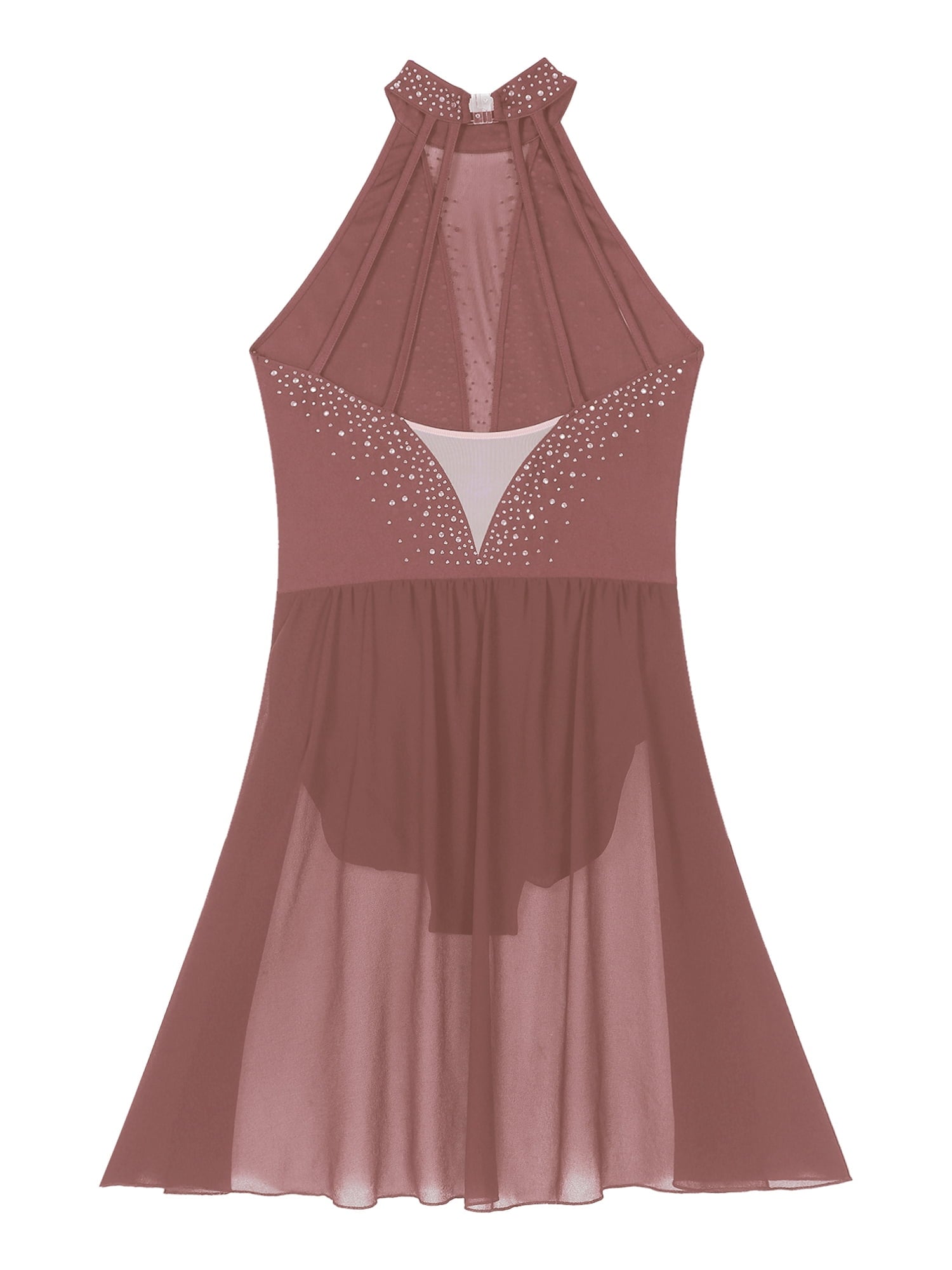 MSemis Women's Lyrical Dance Costume Modern Contemporary Dance Dress Dusty Pink S