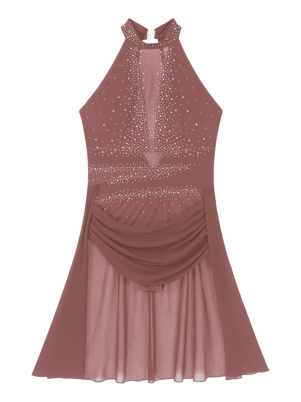 MSemis Women's Lyrical Dance Costume Modern Contemporary Dance Dress Dusty Pink S