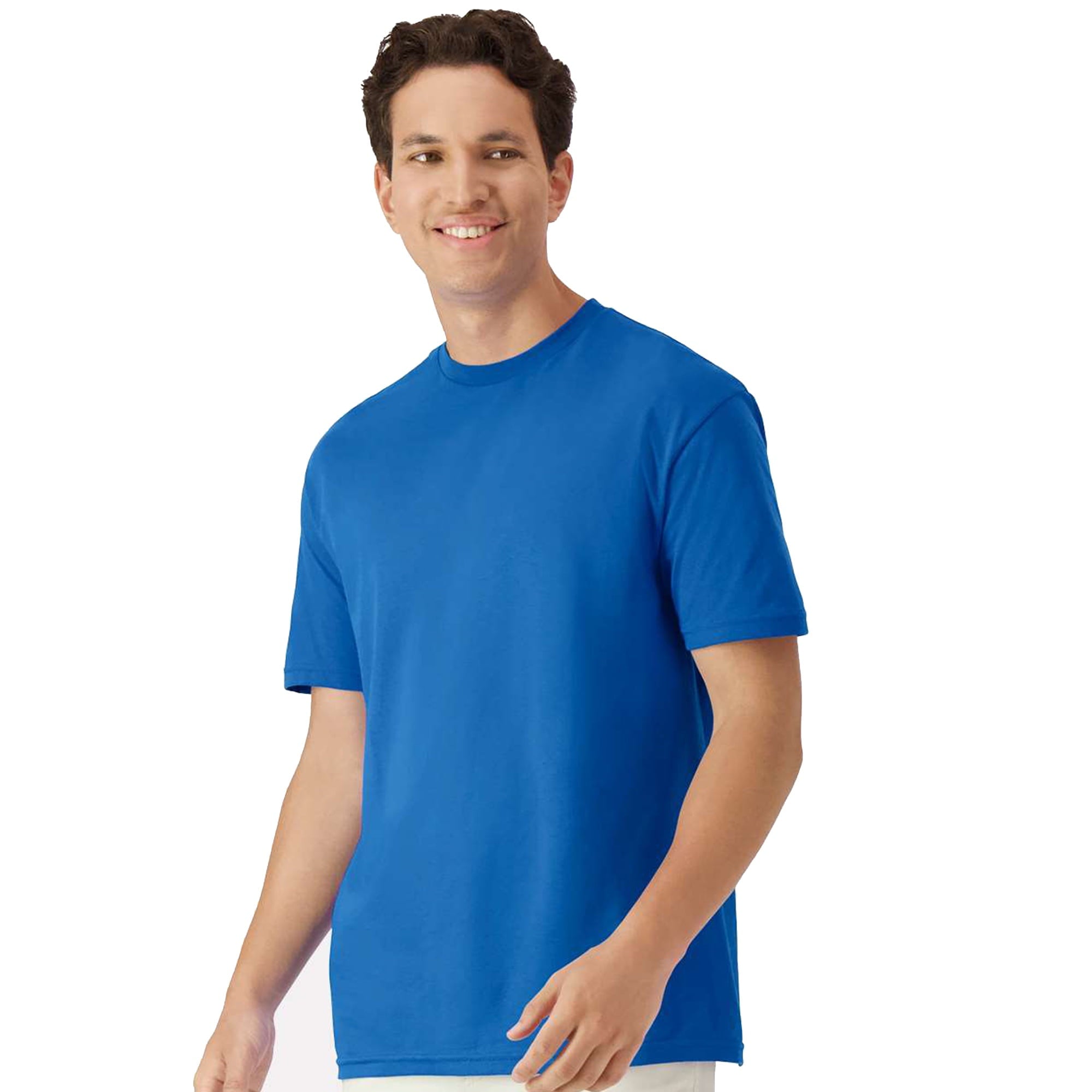 Gildan Light Cotton Short Sleeve T-Shirt, Modern Classic Fit Crewneck Tee for Men, Light Blue, M