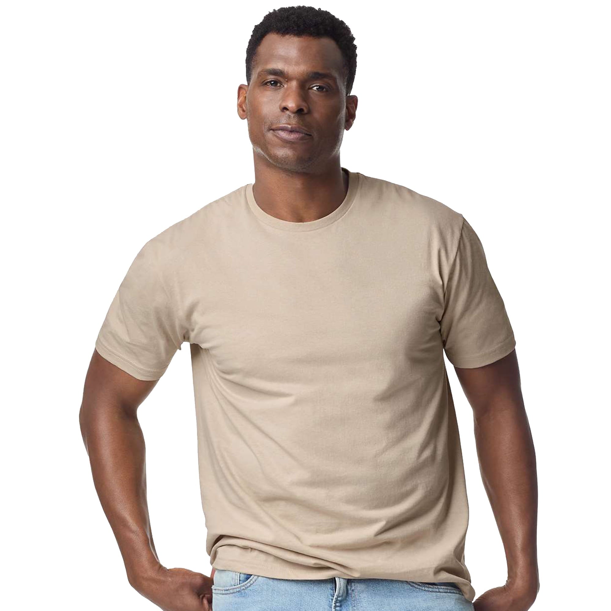 Gildan Light Cotton Short Sleeve T-Shirt, Modern Classic Fit Crewneck Tee for Men, Light Blue, M