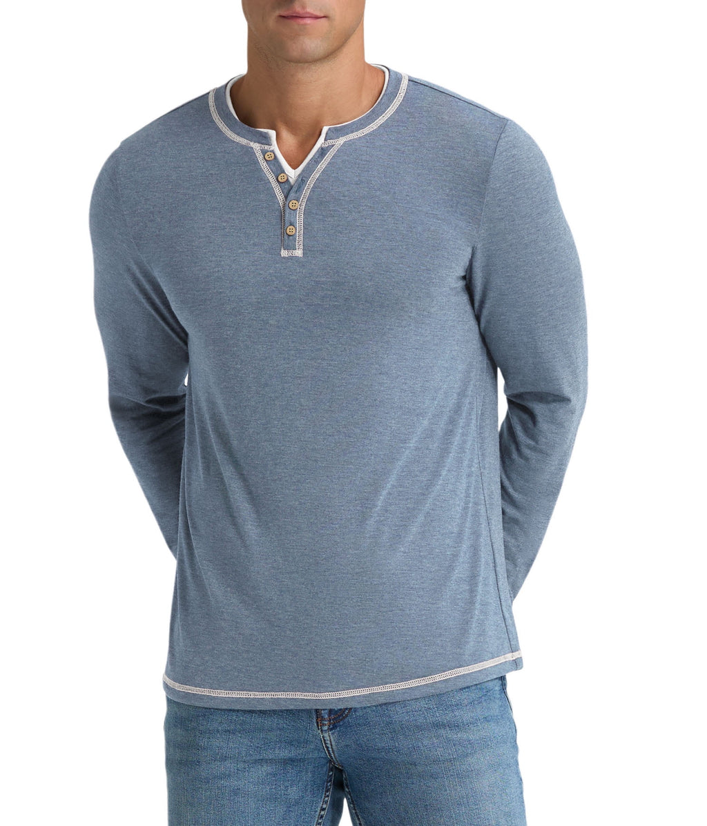 Iceglad Mens Henley Shirts Long Sleeve T Shirt Fashion Casual Slim V Neck Shirts