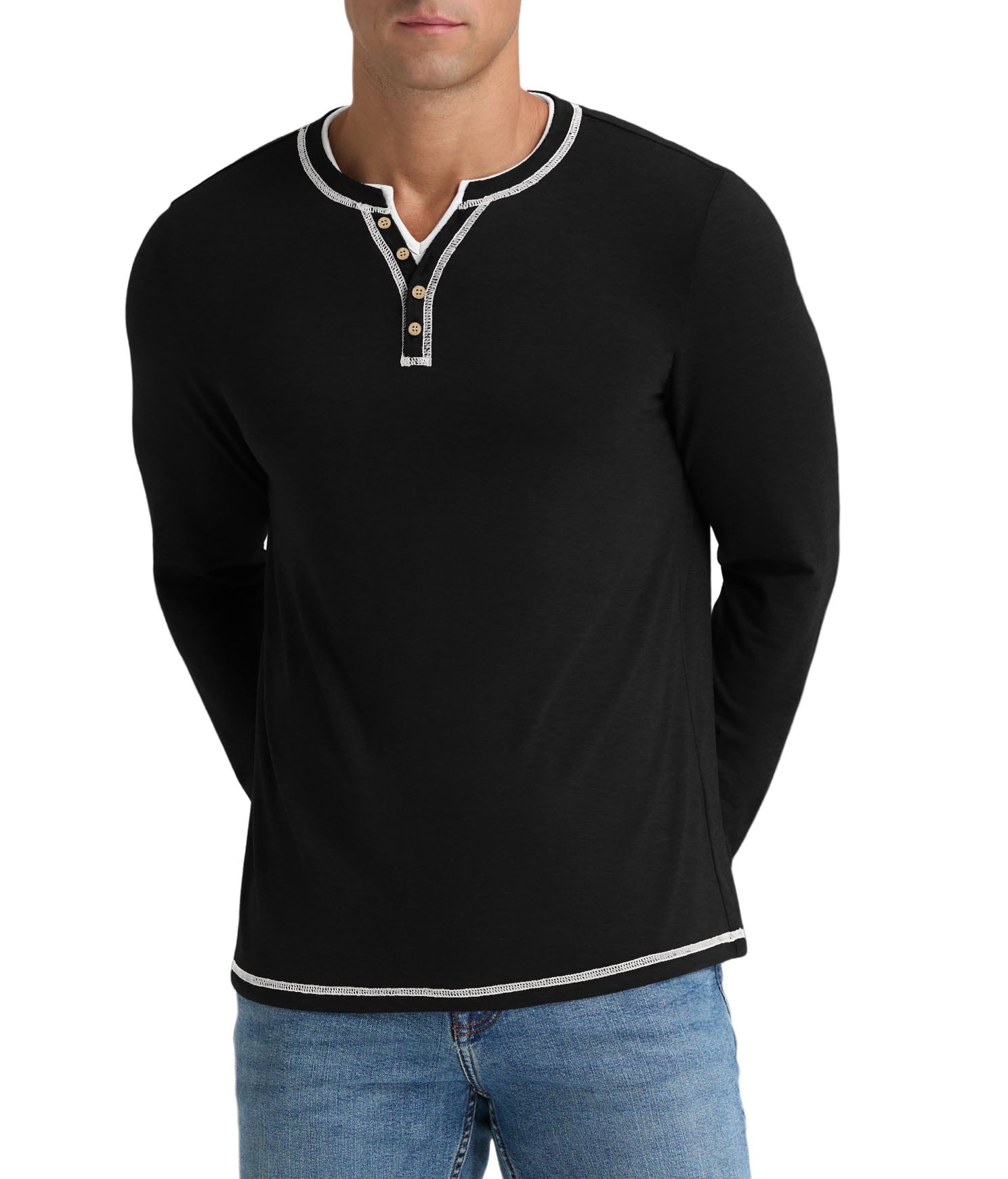 Iceglad Mens Henley Shirts Long Sleeve T Shirt Fashion Casual Slim V Neck Shirts