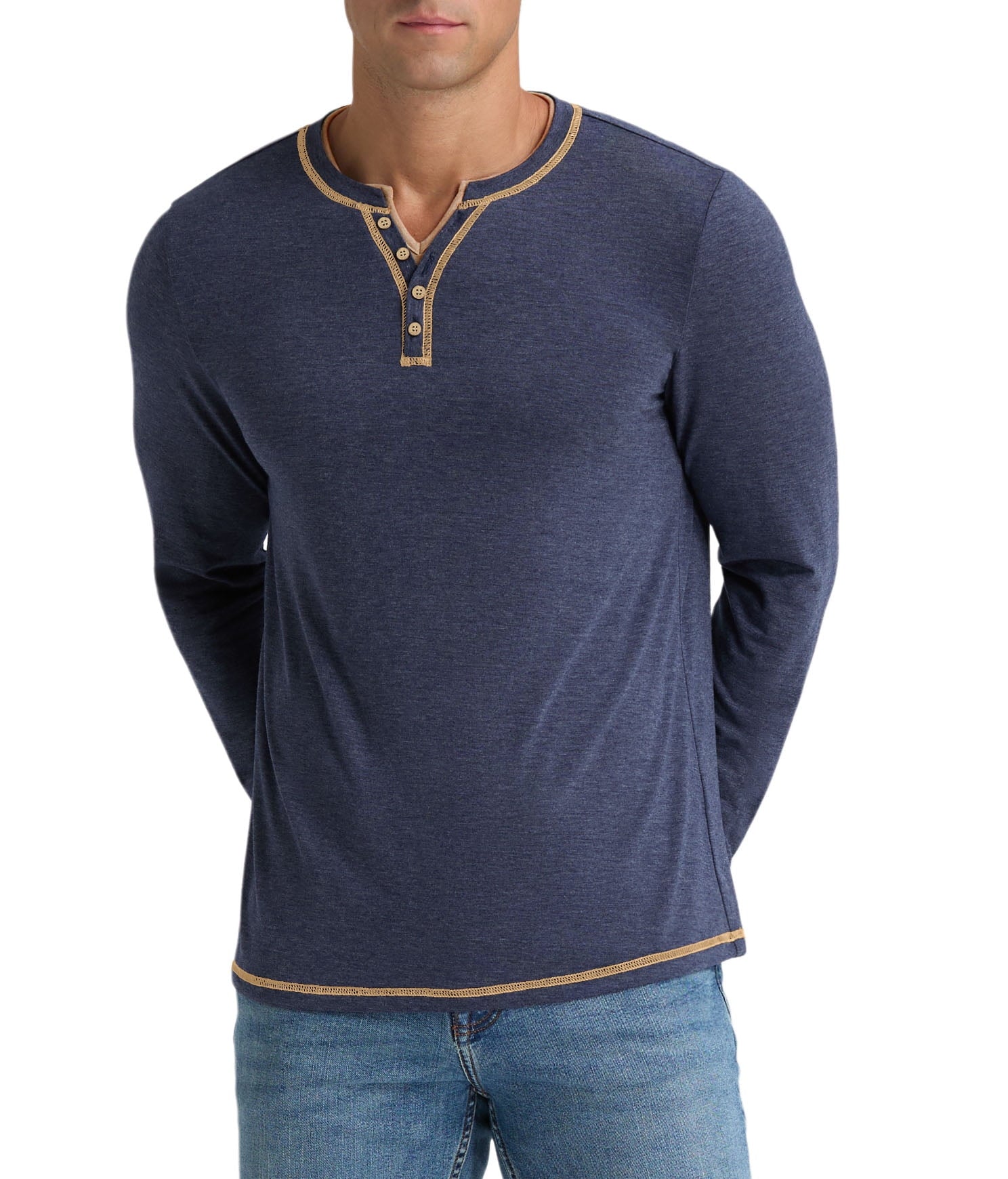 Iceglad Mens Henley Shirts Long Sleeve T Shirt Fashion Casual Slim V Neck Shirts
