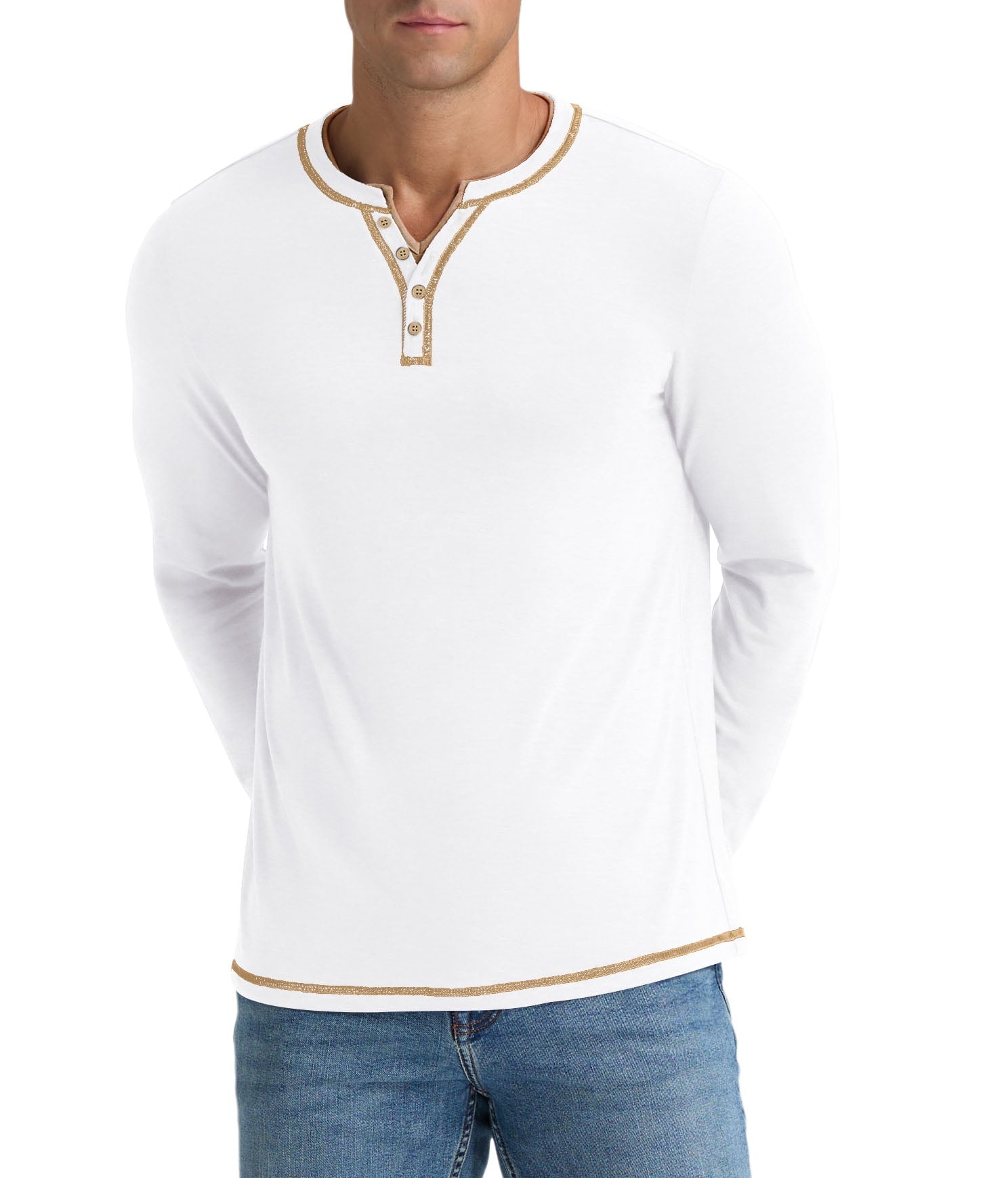 Iceglad Mens Henley Shirts Long Sleeve T Shirt Fashion Casual Slim V Neck Shirts