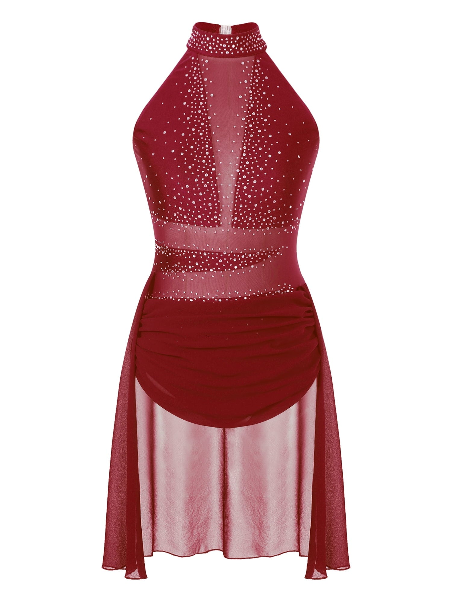 MSemis Women's Lyrical Dance Costume Modern Contemporary Dance Dress Dusty Pink S