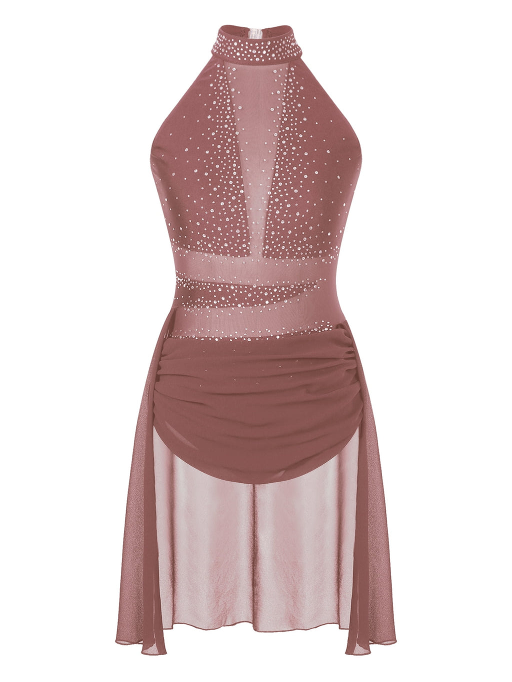 MSemis Women's Lyrical Dance Costume Modern Contemporary Dance Dress Dusty Pink S