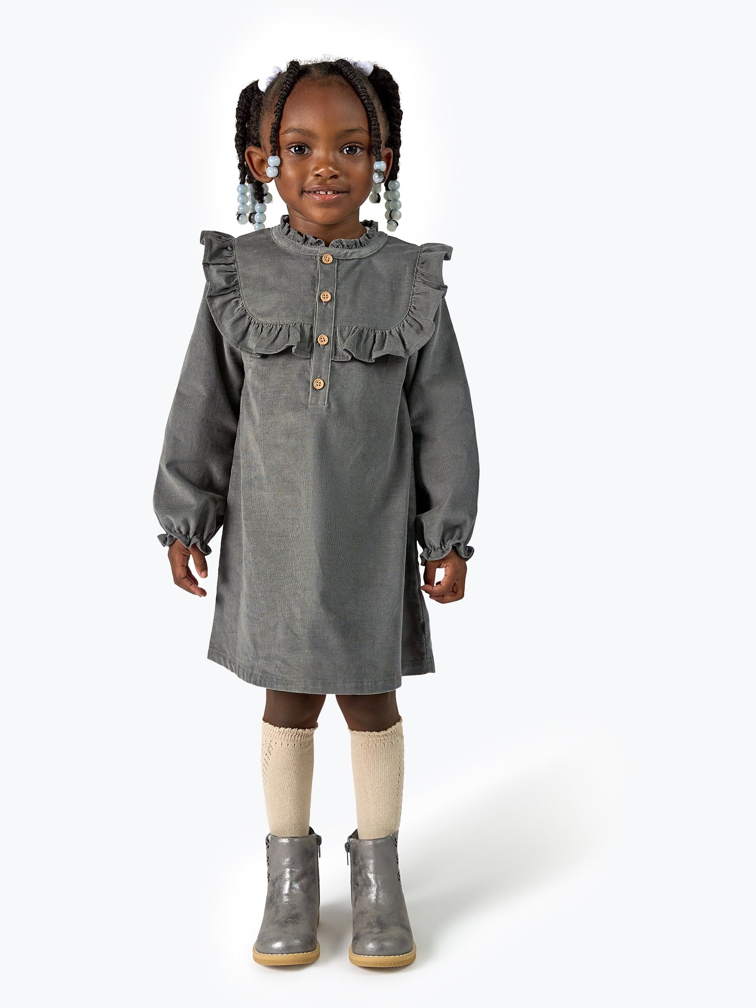 Modern Moments by Gerber Toddler Girl Ruffle Dress with Collar, Sizes 12M-5T