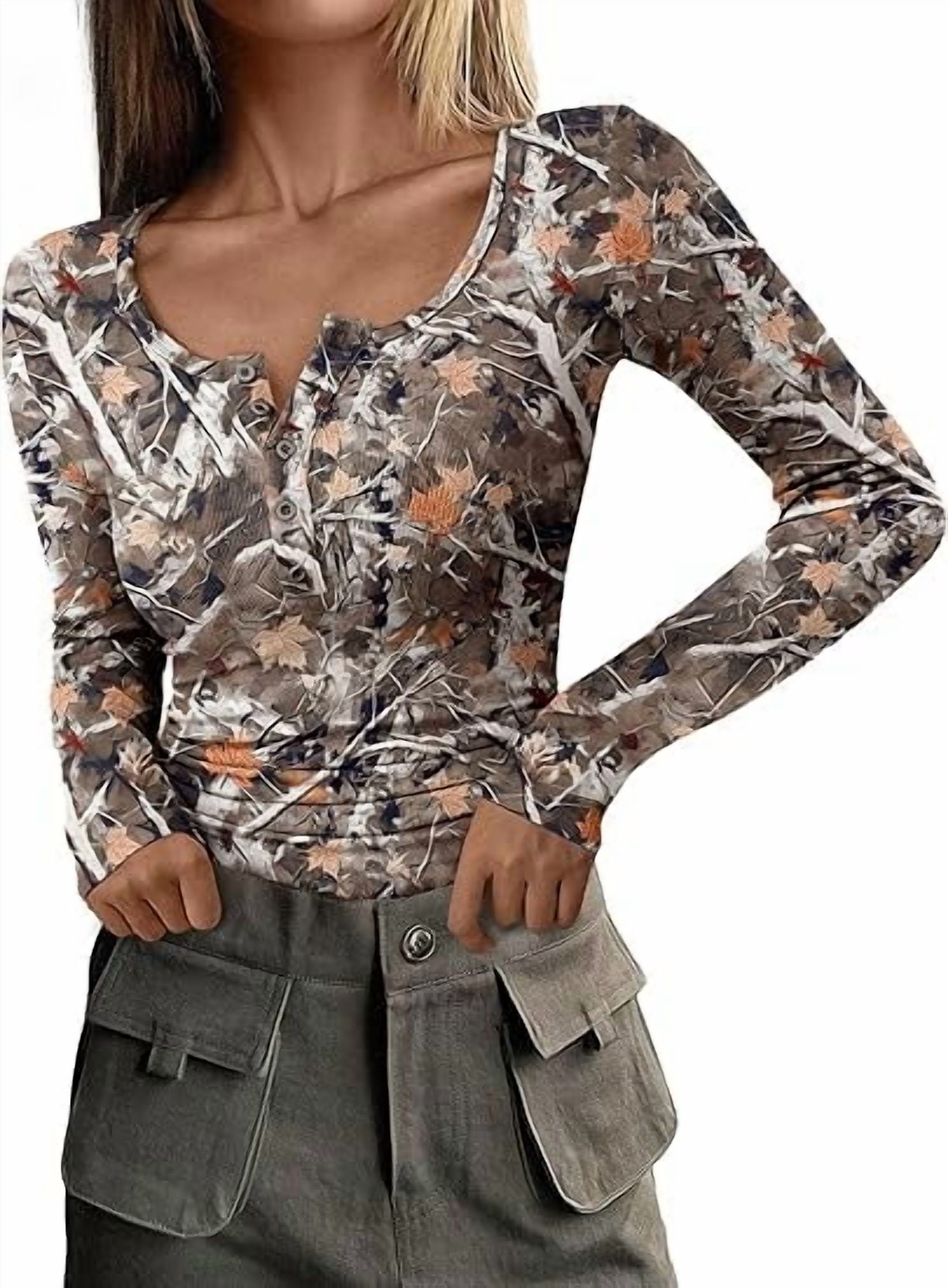 PRETTYGARDEN Women's 2025 Spring Fall Long Sleeve Henley T Shirts Button Ribbed Knit Slim Fit Casual Basic Tops Blouse