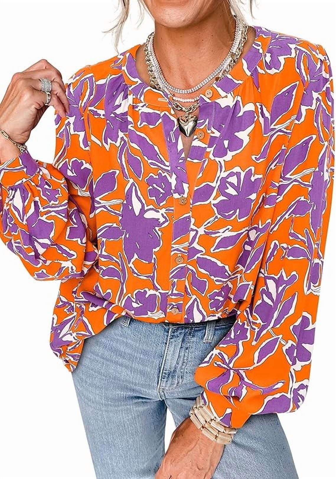 PRETTYGARDEN Women's Floral Button Down Blouse Fall Fashion Dressy Casual Long Sleeve Oversized Shirts Top Boho Clothes