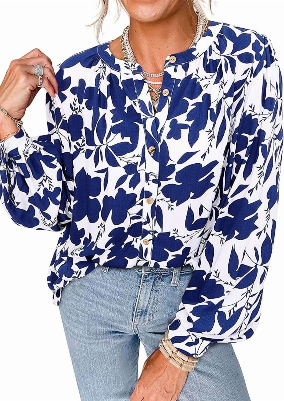 PRETTYGARDEN Women's Floral Button Down Blouse Fall Fashion Dressy Casual Long Sleeve Oversized Shirts Top Boho Clothes