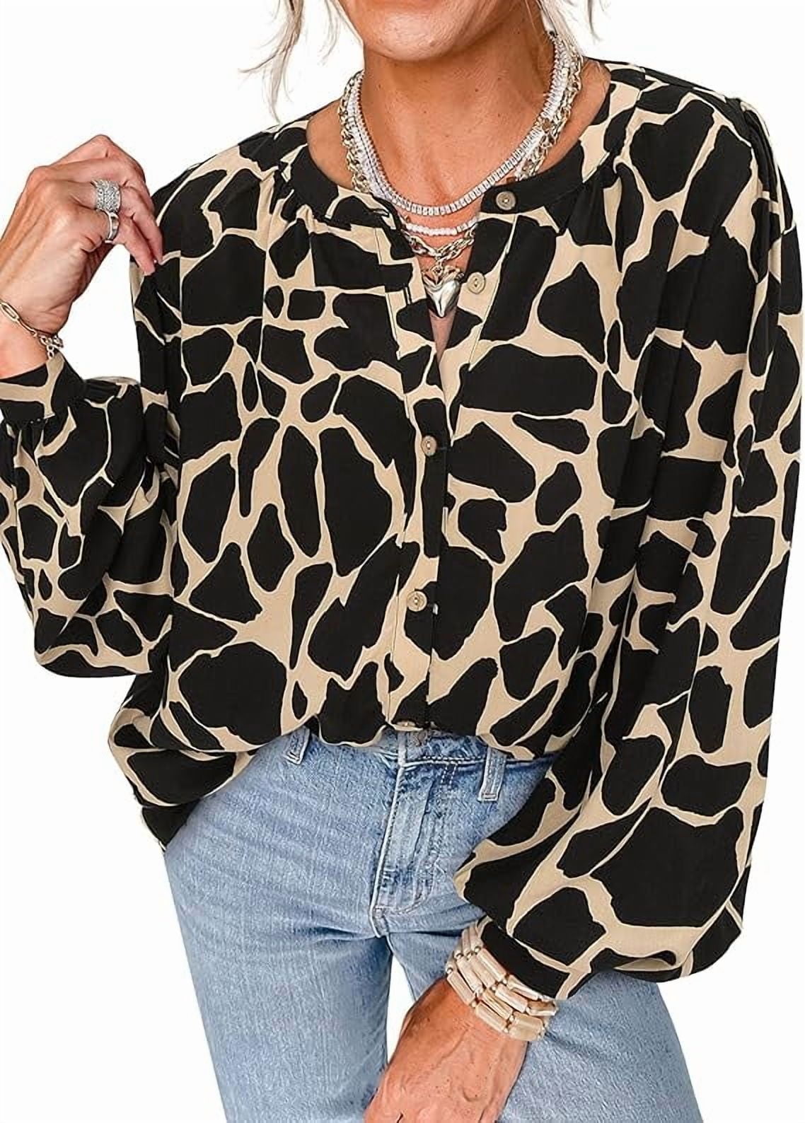 PRETTYGARDEN Women's Floral Button Down Blouse Fall Fashion Dressy Casual Long Sleeve Oversized Shirts Top Boho Clothes