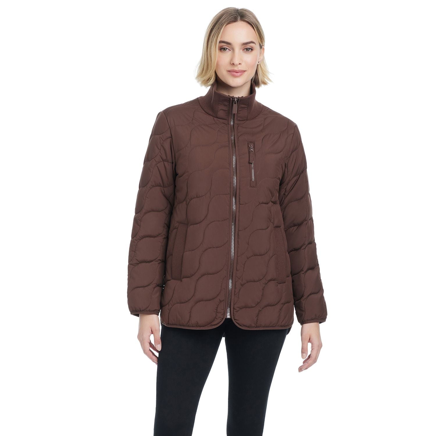 Women's Modern Supply by Sanctuary Rib Knit Puffer Jacket Color: Coffee Bean Size: MEDIUM