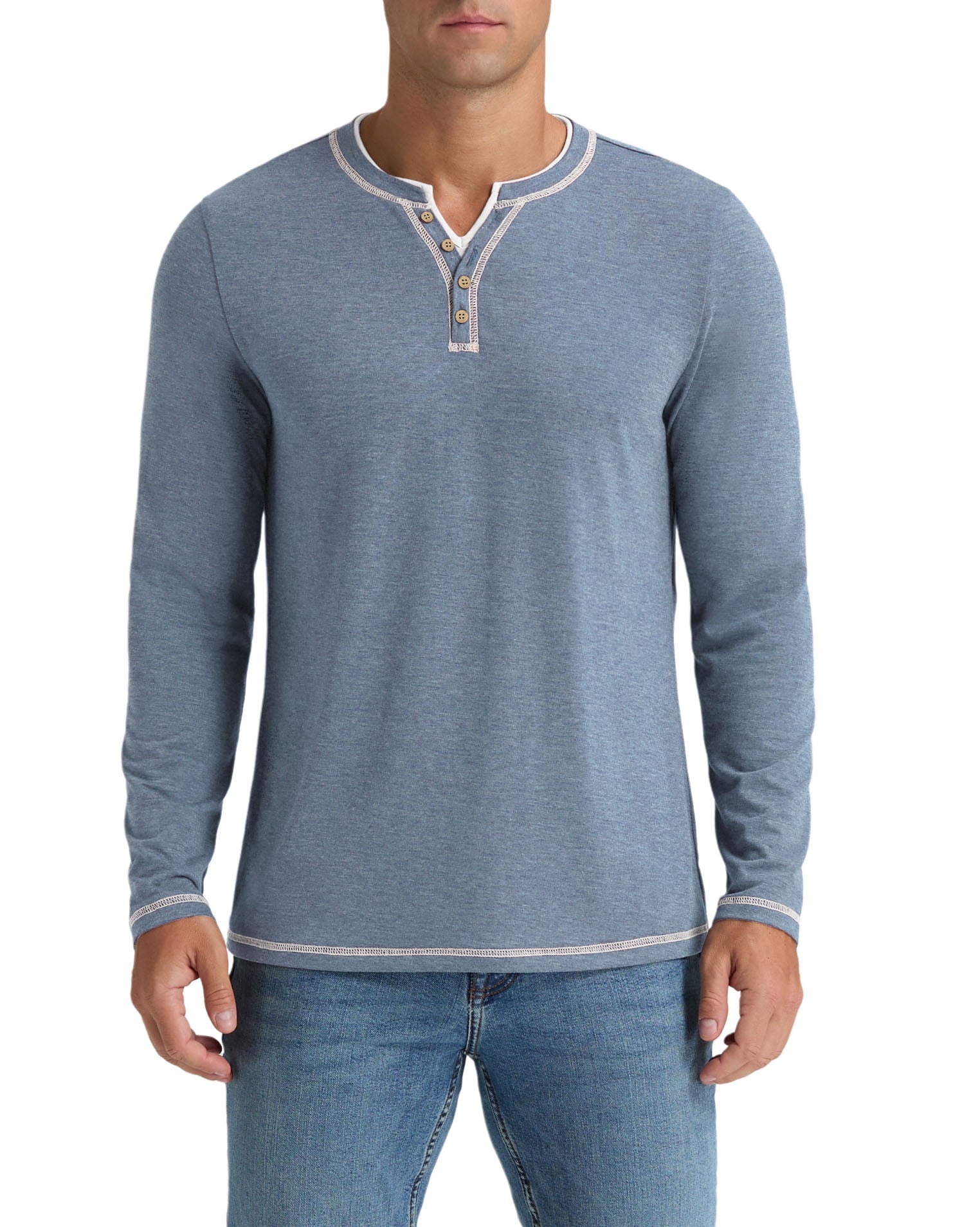 Iceglad Mens Henley Shirts Long Sleeve T Shirt Fashion Casual Slim V Neck Shirts