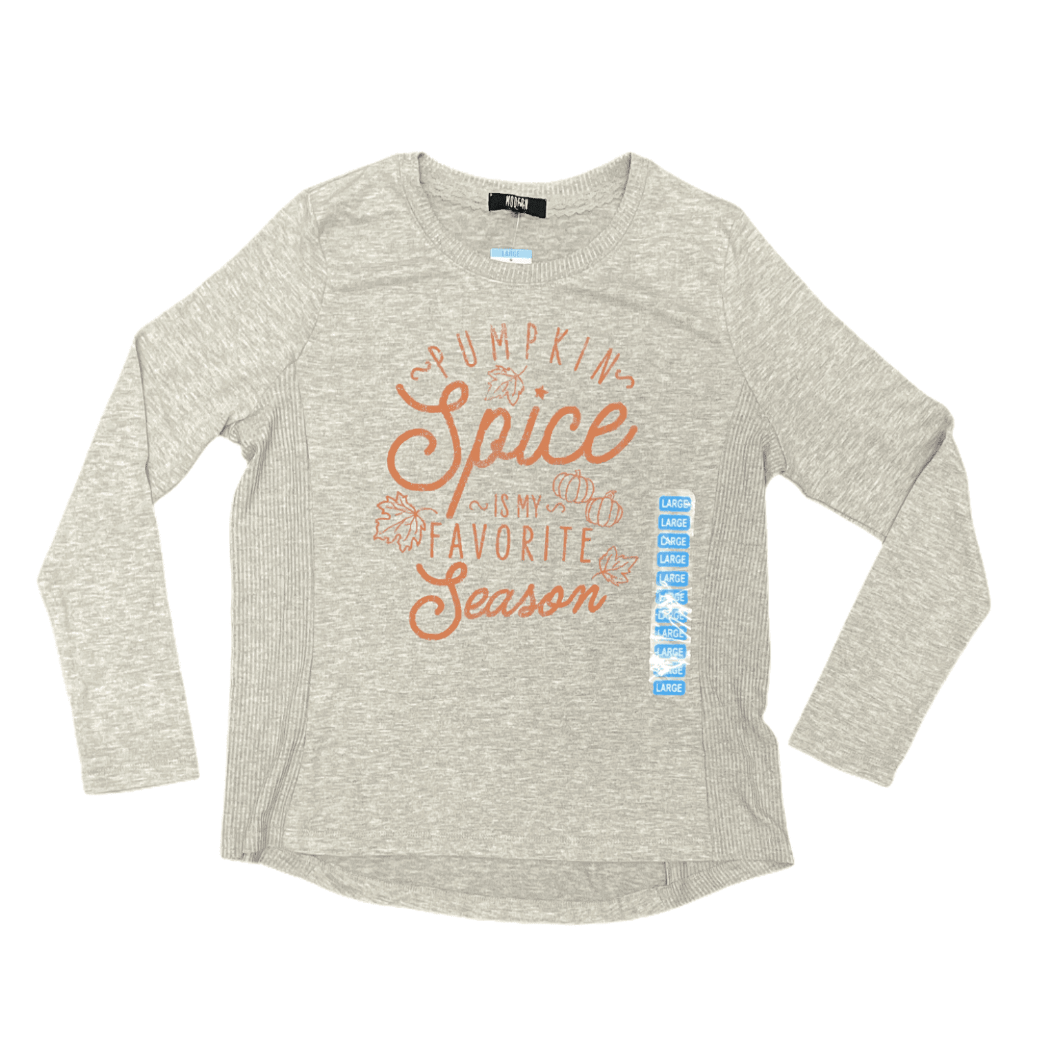 Modern Canvas Women's Fall Harvest Pumpkin Thankful Autumn Long Sleeve Shirt (Heather Grey, L)