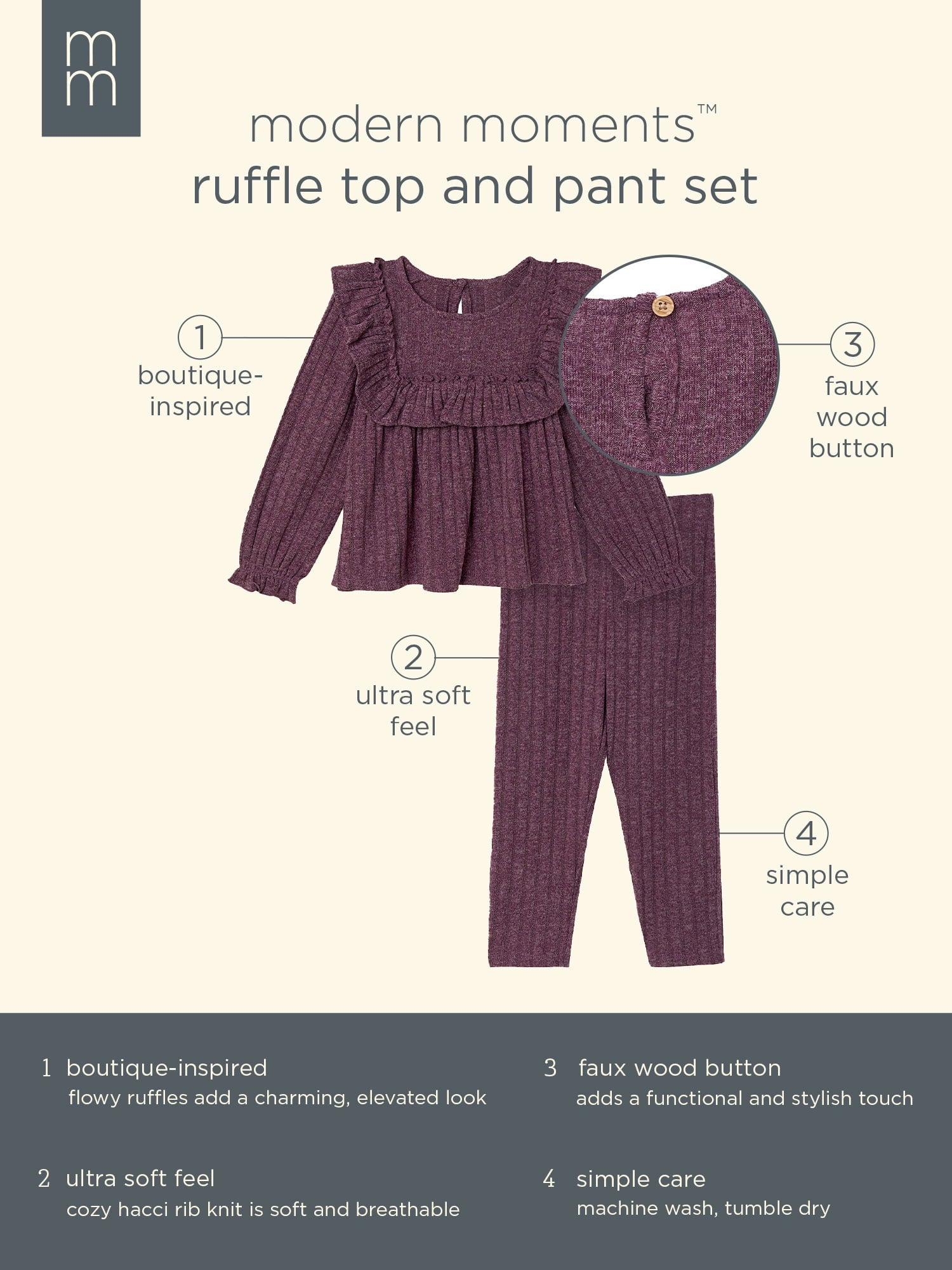 Modern Moments by Gerber Toddler Girl Ruffle Top and Pant Set, Sizes 12M-5T