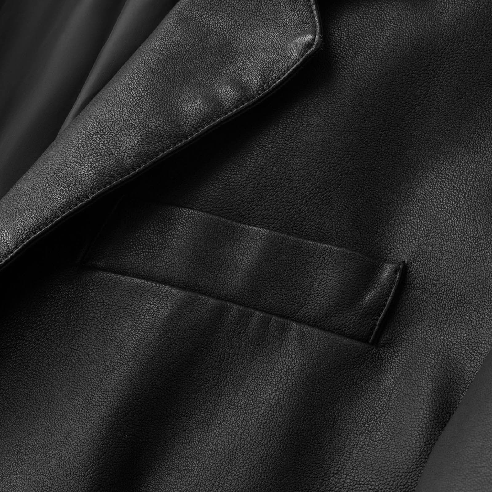 Donemore Men's Leather Blazer Jacket Solid Color Long Sleeve Business Casual Coat Slim Fit Modern Stylish Outerwear for Office Daily Wear