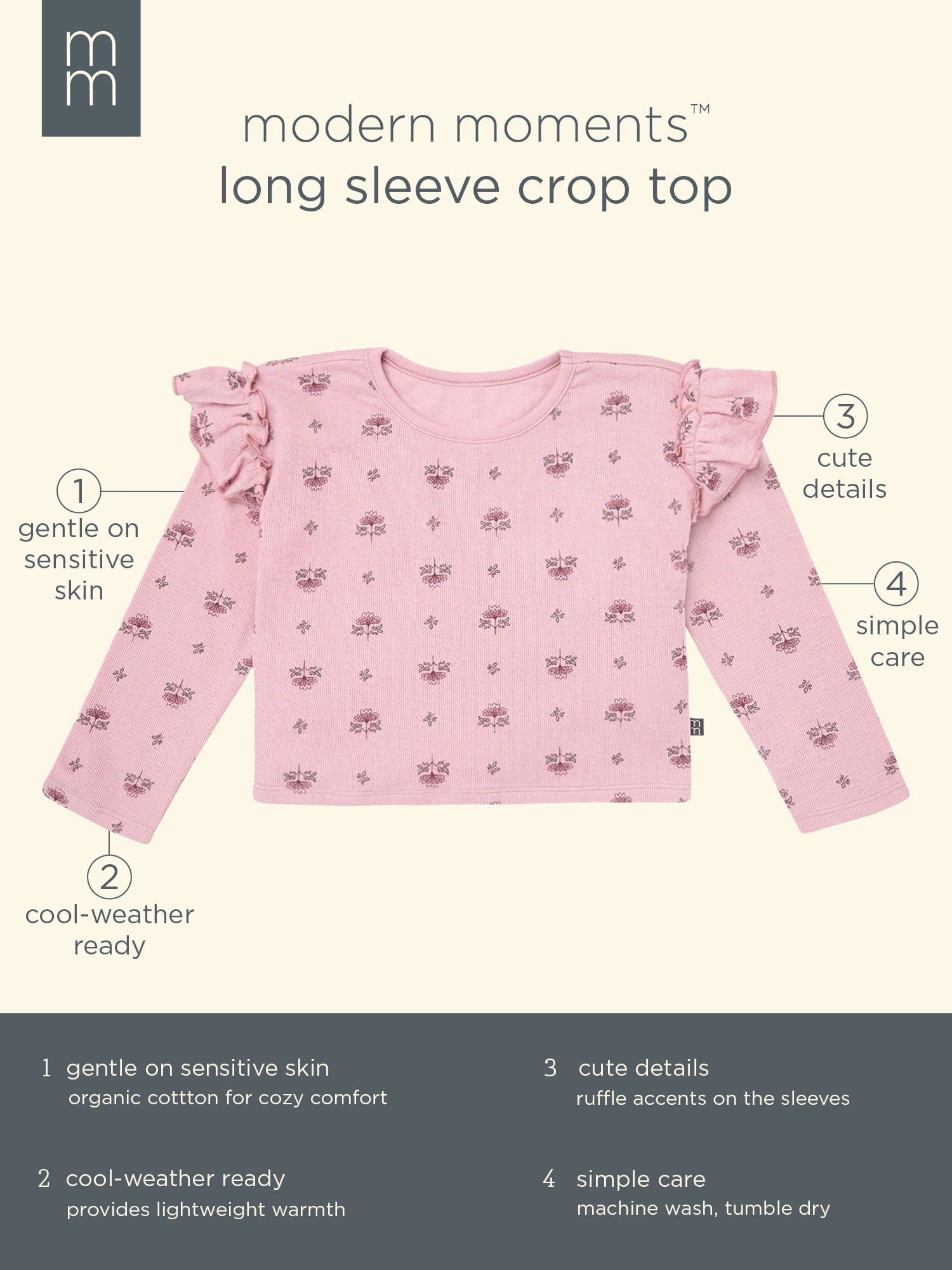 Modern Moments by Gerber Ruffle Sleeve Top, Sizes 12 Months - 5T