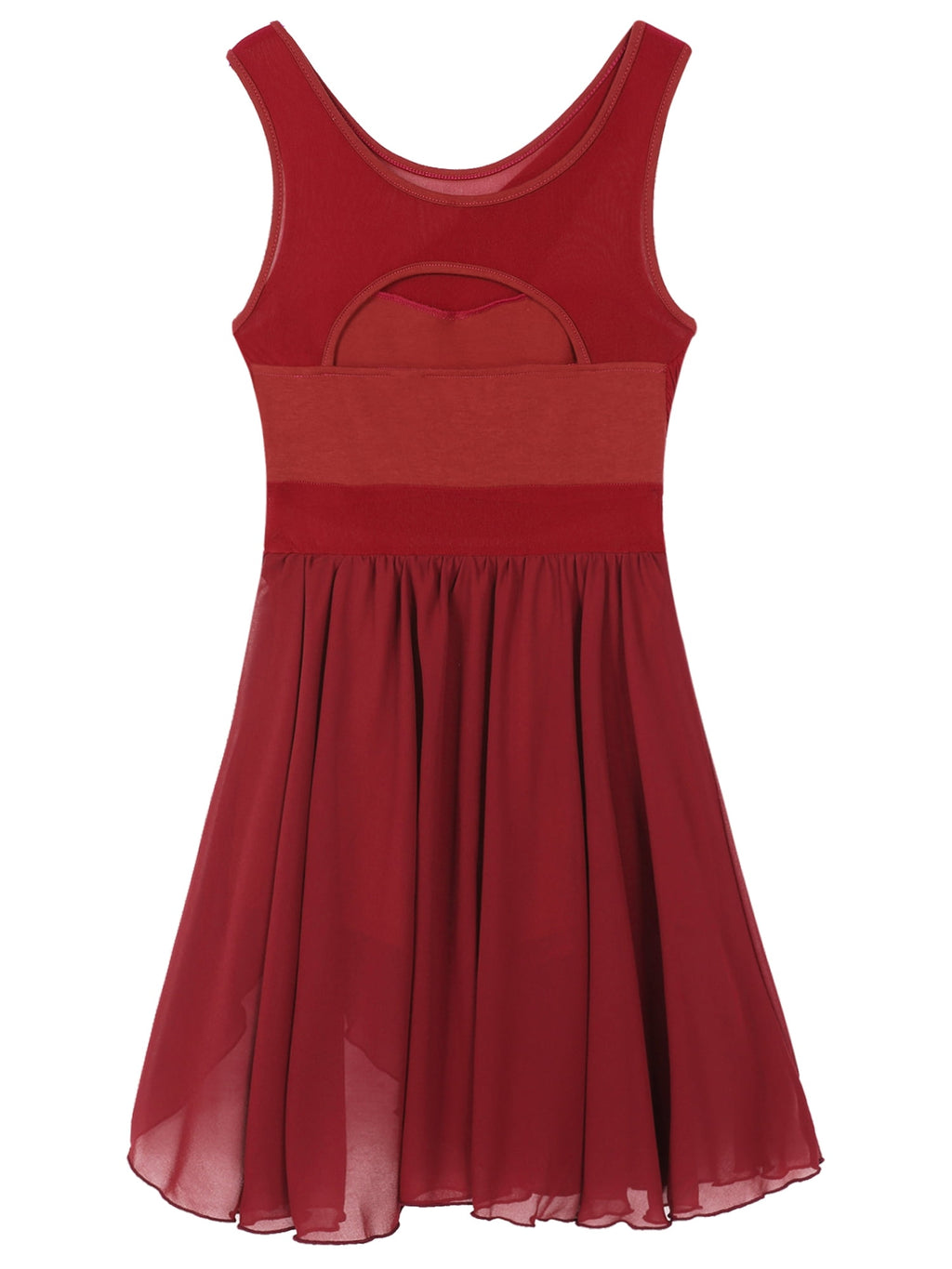 renvena Women Lyrical Modern Contemporary Dance Ballet Skirted Leotards Chiffon High Low Dress Red S